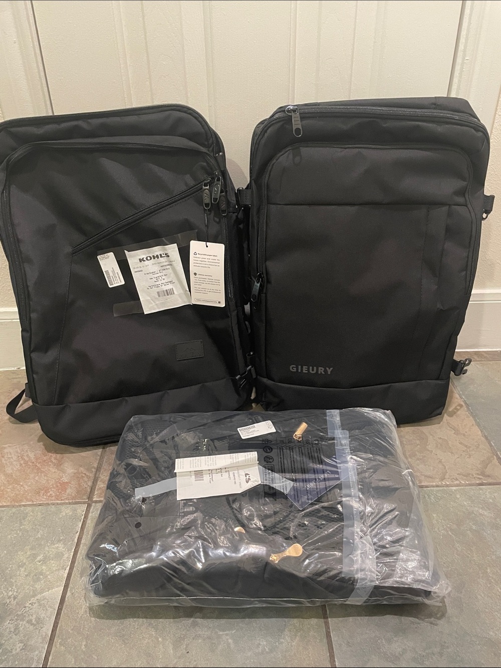 BUNDLE - Black Men's Travel Backpack - Sleek Carry Bag